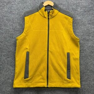 REI Fleece Vest Men's Size L Yellow Gray Full Zip Outdoor Hiking Layer